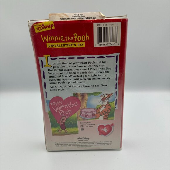 Disney Winnie The Pooh Un-Valentines Day VHS 1995 Classic Kids Animated Film - Picture 2 of 3